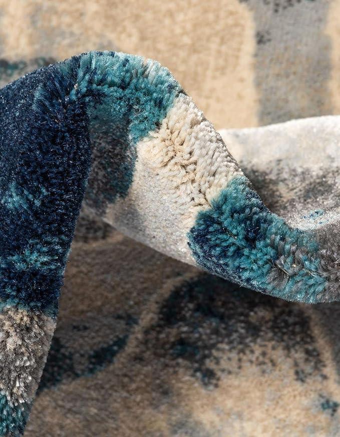 Unique Loom Mystic Collection Area Rug - Fitz Roy (2' 7" x 10' Runner, Navy Blue/Beige)