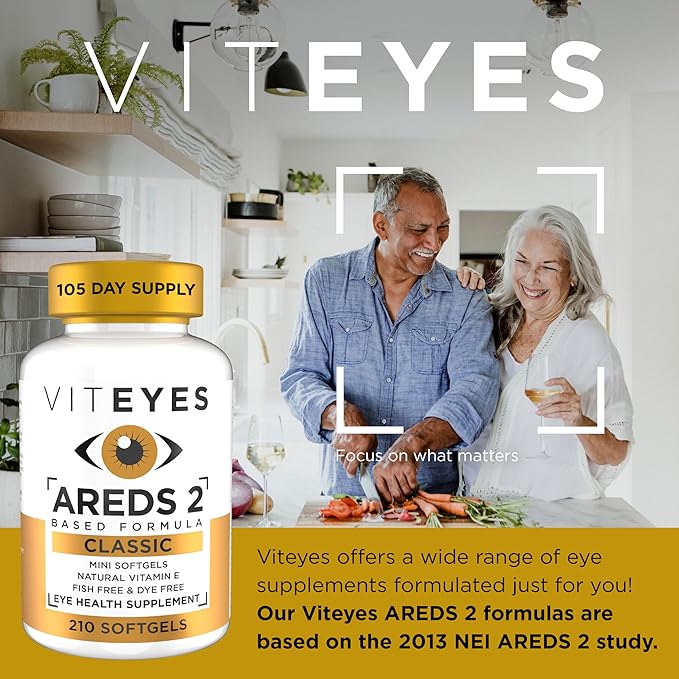Viteyes AREDS 2 Classic Macular Health Formula Softgels, Eye Health Vitamin to Support a Healthy Macula, Lower Zinc, Eye Vitamins, Macular Vitamins, Beta-Carotene Free, 210 Softgels…