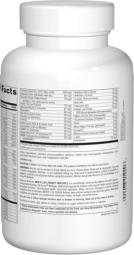 Source Naturals Men's Life Force Multiple Daily Multivitamin & Immune Health Supplement - 13 Essential Vitamins, Nutrients & Minerals - 180 Tablets