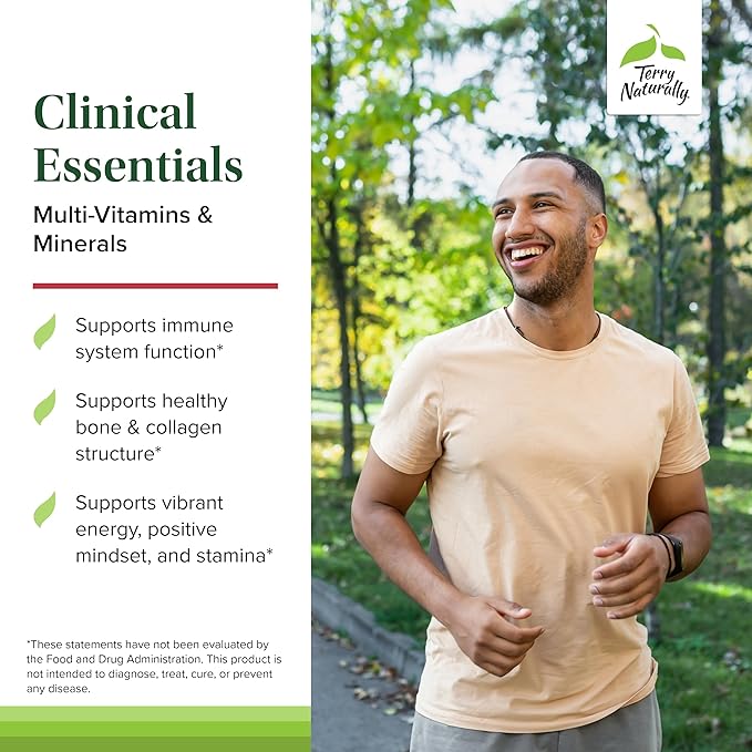 Terry Naturally Clinical Essentials - Supplement to Aid Bone, Cardiovascular & Immune Health - Supplement with Chelated Minerals - Supplement with B-Vitamins & Vitamin C - 120 Capsules
