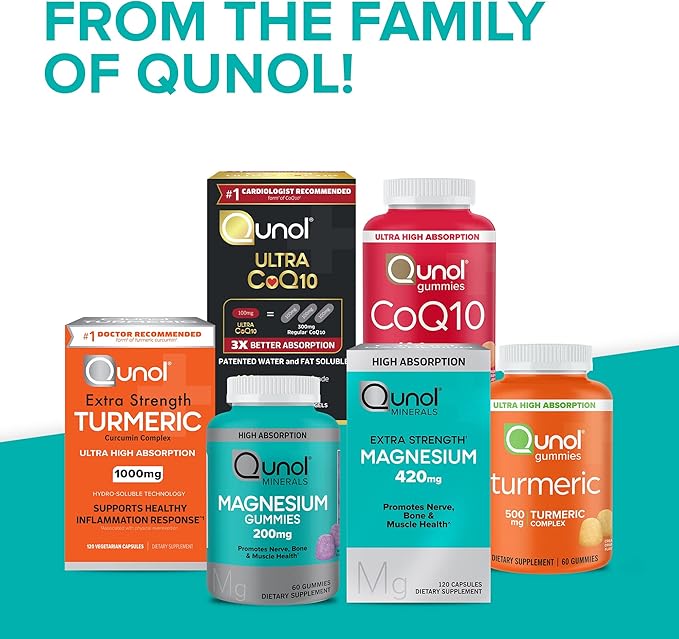 Qunol Magnesium Capsules 420mg, High Absorption Magnesium Supplement, Extra Strength, Bone and Muscle Health Supplement, 120 Count