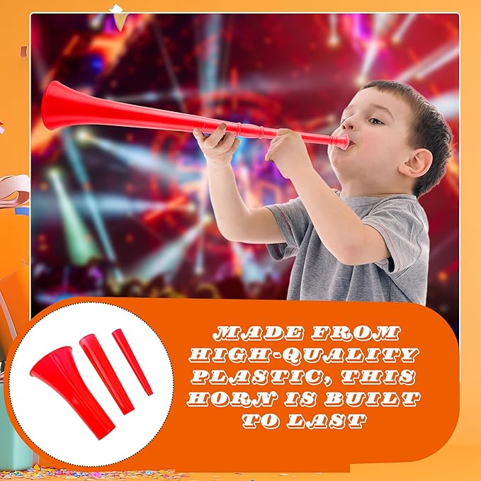 6 Pcs 28 Inch Collapsible Stadium Horn Plastic Vuvuzela Trumpet Horn Blow Noise Maker for Sporting Events Sports Themed Party Supplies (Color set 4)