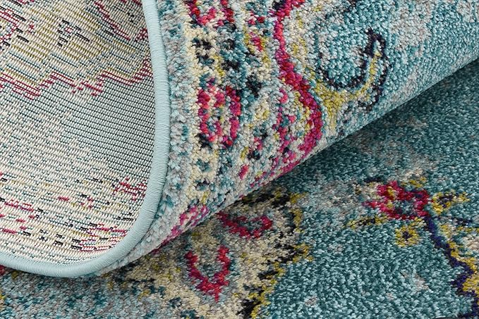 Unique Loom Medici Collection Floral Medallion Traditional Vintage Light Blue Area Rug (3' 3 x 5' 3)