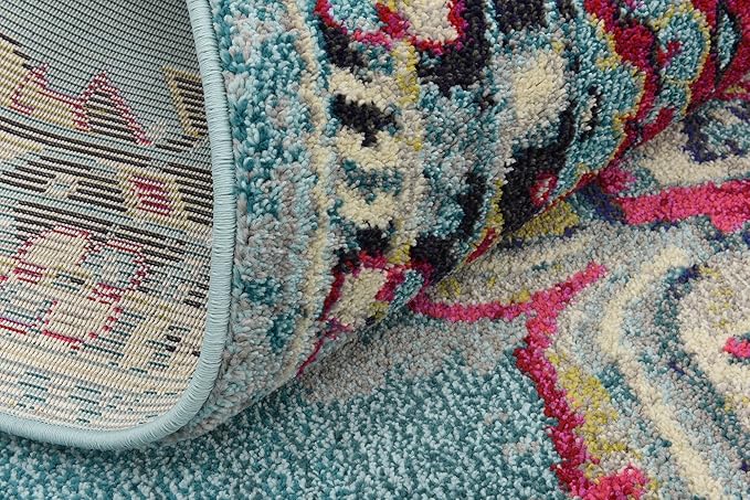 Unique Loom Medici Collection Floral Medallion Traditional Vintage Light Blue Area Rug (9' 0 x 12' 0)