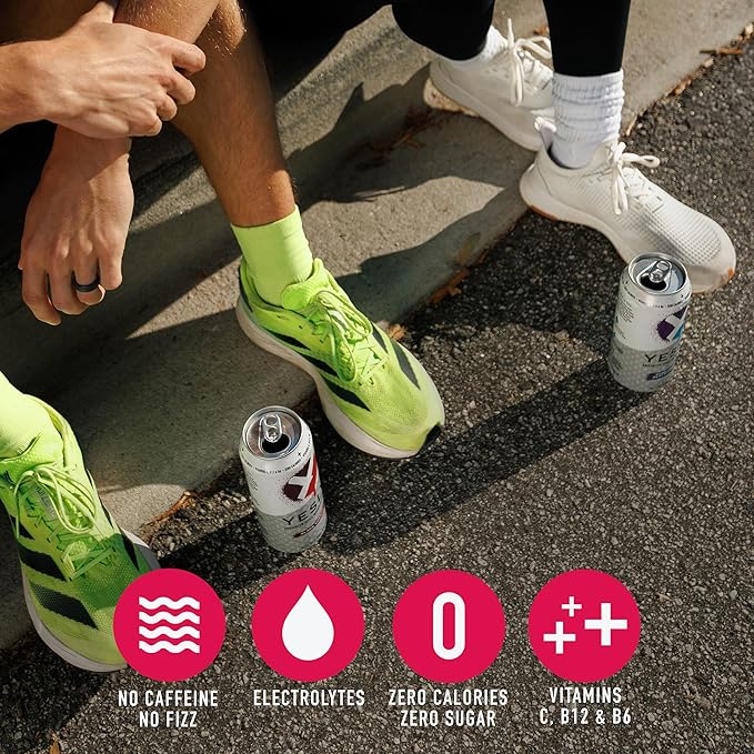 Yesly Functional Water, Black Cherry, Naturally Flavored Still Water with Electrolytes, Magnesium, Potassium, Vitamin C, B6 & B12, Zero Sugar, No Artificial Sweeteners, 16 Fl Oz Cans, 12 Pack