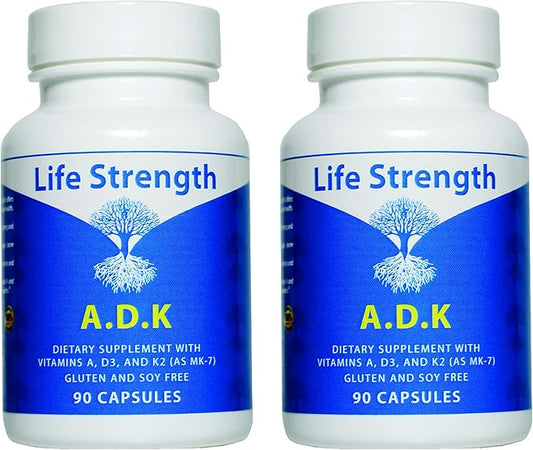 ADK Supplement (90 CT) - Physician Formulated Vitamins A1, D3 & K2 (as MK7) for Bone Health - Immune System Support - Gluten Free, Soy Free, Non-GMO - Pack of 2
