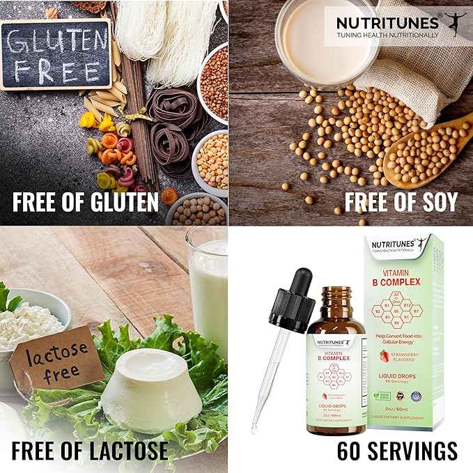 Liquid Vitamin B Complex–High-Potency and Complete B-Vitamin Drops for Energy, Metabolism, and Nervous System Support – Strawberry Flavored, Non-GMO, Sugar-Free – 60 Servings (2oz)