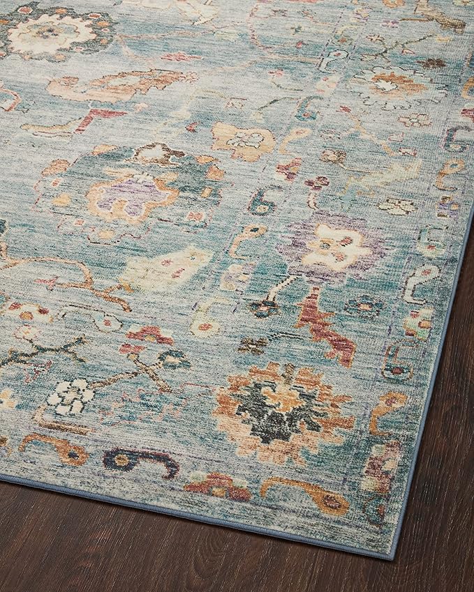 Loloi Margot Collection MAT-06 Denim/Multi 2'-3" x 3'-9" Accent Rug feat. CloudPile, No-Shed Easy Clean Large Patterned Area Rug for Living Room, Bedroom, Dining Area