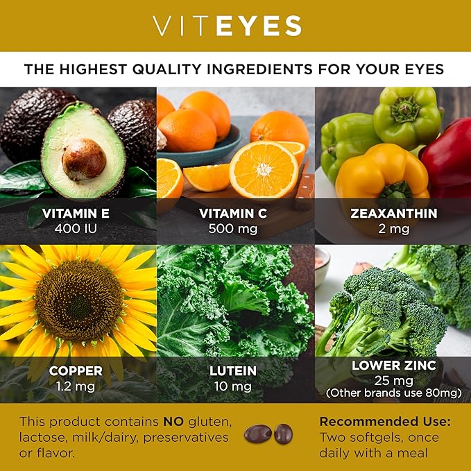 Viteyes AREDS 2 Classic Macular Health Formula Softgels, Eye Health Vitamin to Support a Healthy Macula, Lower Zinc, Eye Vitamins, Macular Vitamins, Beta-Carotene Free, 210 Softgels…
