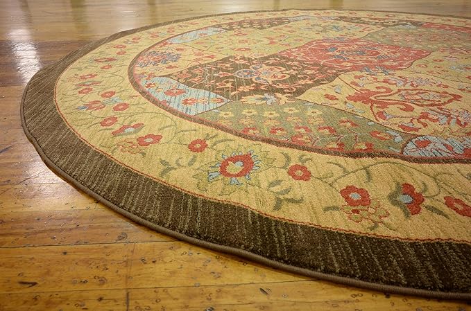 Unique Loom Edinburgh Collection Area Rug - Tulip (8' Round Multi/Tan)