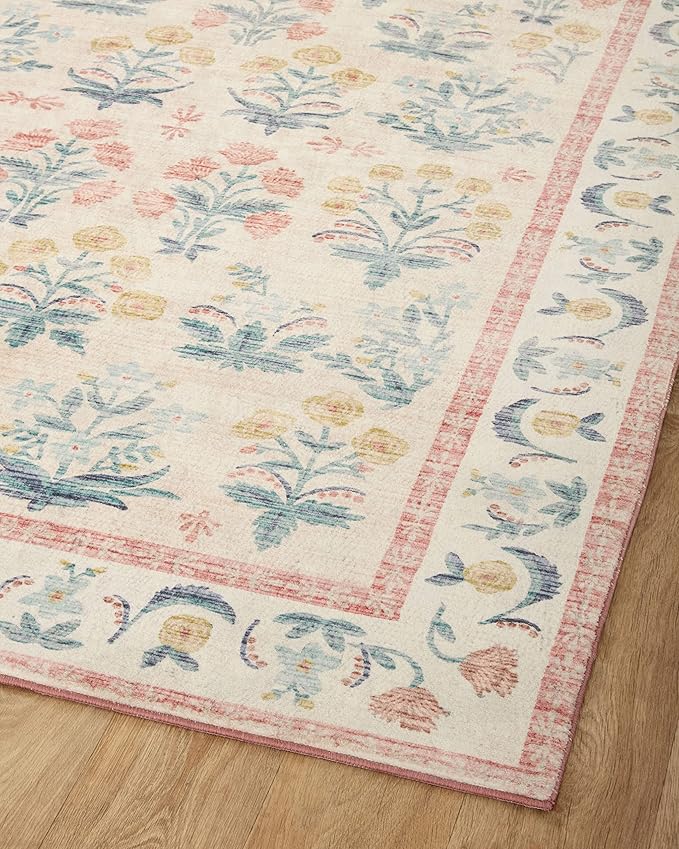 Loloi Rifle Paper Co. Eden Collection EDE-01 Mughal Rose Blush 2'-3" x 3'-9" Accent Rug feat. CloudPile™