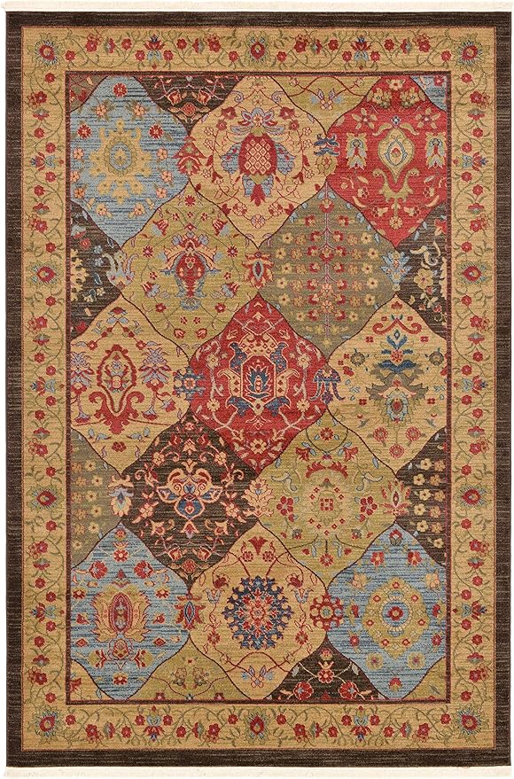 Unique Loom Edinburgh Collection Area Rug - Tulip (6' 1" x 9' Rectangle Multi/Tan)