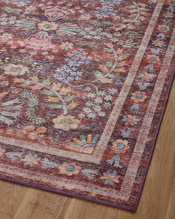 Loloi Rifle Paper Co. Maison Collection MAO-06 Red 3'-0" x 3'-0" Round, .19" Pile Height, Accent Rug