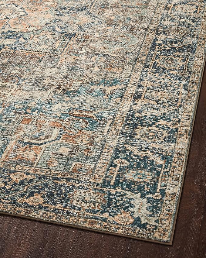 Loloi Margot Collection MAT-02 Terracotta/Lagoon 2'-6" x 9'-6" Runner Rug feat. CloudPile, No-Shed Easy Clean Large Patterned Area Rug for Living Room, Bedroom, Dining Area