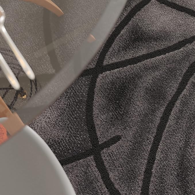 Masada Masada Rugs Trendz Collection 7'x7' Round Modern Contemporary Round Area Rug in Orange, Gray, and Black