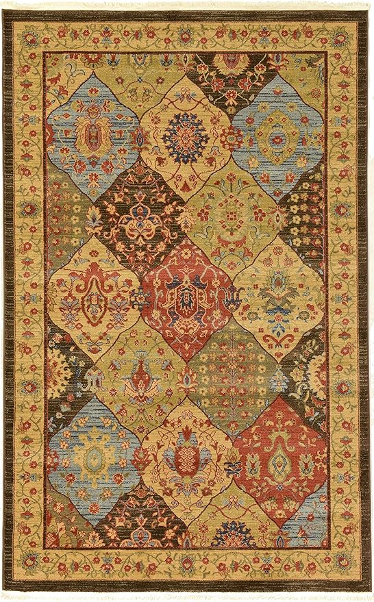 Unique Loom Edinburgh Collection Area Rug - Tulip (5' 1" x 8' Rectangle Multi/Tan)