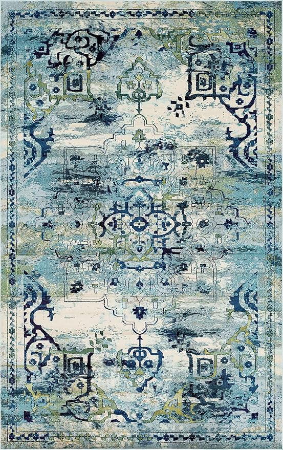 Unique Loom Medici Collection Traditional Medallion Floral Vintage Blue Area Rug (10' 6 x 16' 5)
