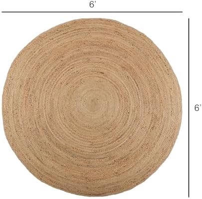 REDEARTH · Round Area Rug - 6 Feet Braided Natural Jute Rug- Artisan Made Reversible Boho Jute Rugs for Bedroom - Kitchen - Living Room - Farmhouse - Home Decor - Handmade Rustic Vintage Décor