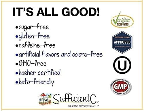 Sufficient-C High Dose Non-GMO Vitamin C - Lemon Peach Immune-Ade Drink Mix 250 Grams - Healthy Hydration Like Never Before (2 Pack)