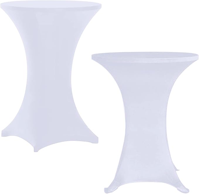 RELIANCER 2 Pack Cocktail Table Covers,32"x43" Fitted Spandex Tablecloth,Stretch Round Highboy Tables Cover,Elastic High Top Table Cloths for Outdoor Party,Wedding,Bar,Birthday,Banquet,Trade Show