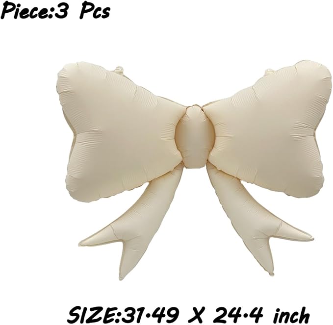 3 Pcs Bow Big Balloon Macaron White Bow Theme Birthday Party Baby Shower Girl Party Decoration Suppli