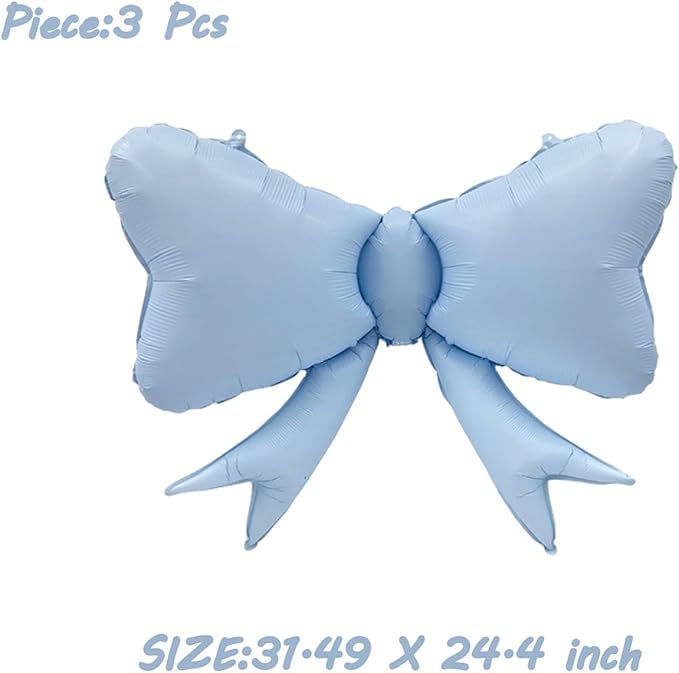 3 Pcs Bow Big Balloon Macaron Blue Bow Theme Birthday Party Baby Shower Girl Party Decoration Suppli