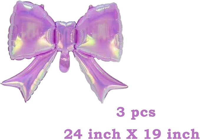 FBQ 3 Pcs Bow Foil Balloon Coquette Party Bridal Shower Birthday Anniversary Engagement Party Supplies