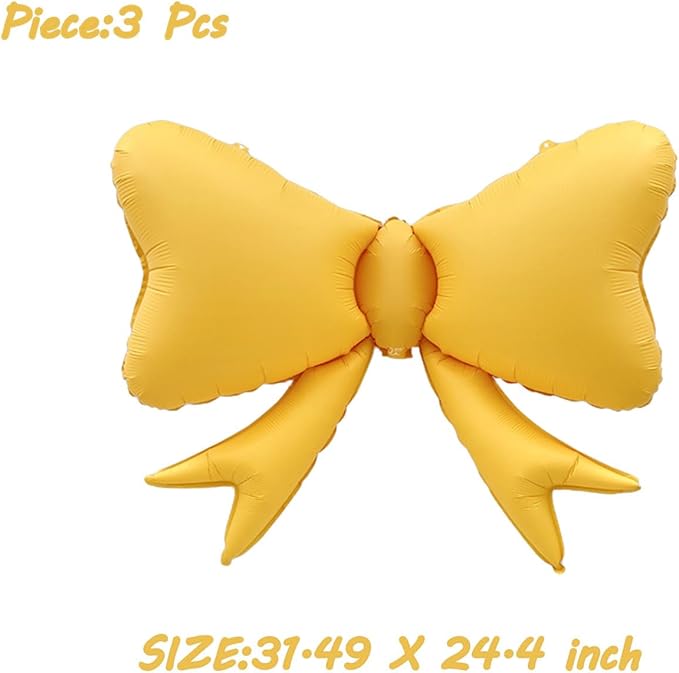 3 Pcs Bow Big Balloon Macaron Yellow Bow Theme Birthday Party Baby Shower Girl Party Decoration Supplies