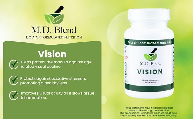 Vision - Expert Formulated - Natural Robust Blend for Eye Wellness - with Lutein, Zeaxanthin, Astaxanthin, Zinc, Thiamine, Vitamins A & C - 30 Capsules (1 Pack)