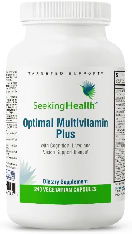 Seeking Health Optimal Multivitamin Plus, Active B Vitamins and L-5-MTHF, Riboflavin, B6, Bioavailable Folate and B12, CoQ10, Methylation Support, Vegetarian (240 Capsules)