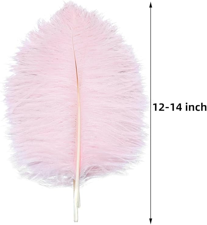 Ballinger Light Pink Ostrich Feathers - 24Pcs 12-14inch Large Feathers for Crafts,Party Centerpieces,Wedding and Home Decor
