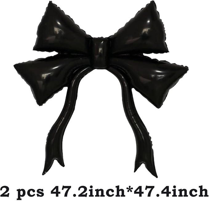 FBQ 2 Pcs Giant Black Bow Balloons Bow Birthday Themed Wedding Bachelorette Party Baby Shower Decorations Supplies