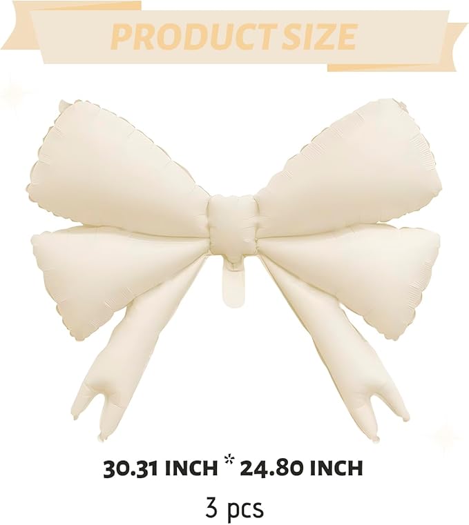 FBQ 3 Pcs White Giant Bow Balloons Bow Themed Baby Shower Wedding Birthday Party Supplies