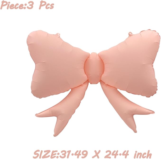 3 Pcs Bow Big Balloon Macaron Pink Bow Theme Birthday Party Baby Shower Girl Party Decoration Suppli ﻿