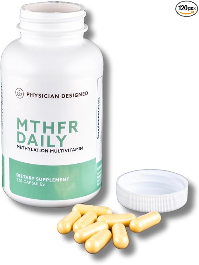 Physician Designed MTHFR Daily Multivitamin | Methylated Multivitamin for Men & Women | for Energy, Mood, & Heart | Vitamin B-Complex | 120 Capsules