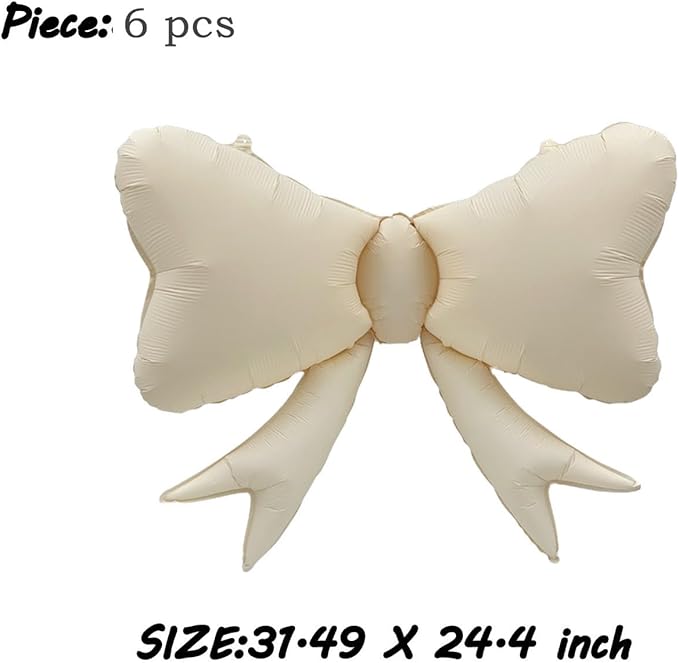 FBQ 6 Pcs White Bow Balloon Bow Theme Party Baby Shower Birthday Party Girls Kids Foil Balloon Decoration Supplies