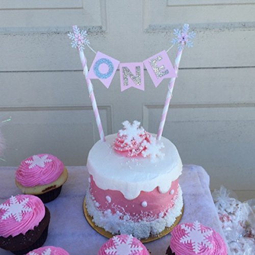 Snowflake Cake Topper. Pink and Silver Winter Wonderland Party Decoration. FREE SHIPPING!