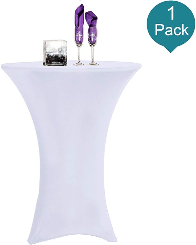 RELIANCER 1 Pack Cocktail Table Covers,32"x43" Fitted Spandex Tablecloth,Stretch Round Highboy Tables Cover,Elastic High Top Table Cloths for Outdoor Party,Wedding,Bar,Birthday,Banquet,Trade Show