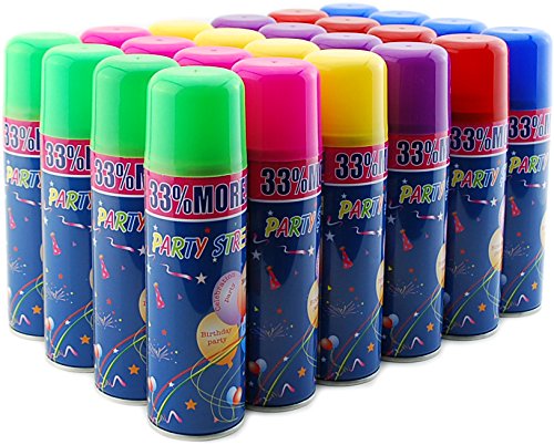 96 Pack of Party Streamer Spray String in a Can Children's Kid's Party Supplies, Perfect for Events