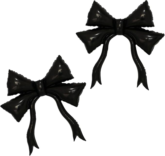 FBQ 2 Pcs Giant Black Bow Balloons Bow Birthday Themed Wedding Bachelorette Party Baby Shower Decorations Supplies