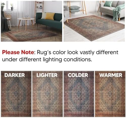 Keen Home Design 2x3 Rug - Machine Washable Entry Rug with Non-Slip Backing, Ideal for Enteryway, Kitchen, Bathroom, Laundry Room - Vintage, Easy Clean, Durable, Low Pile Rug - (2' x 3')