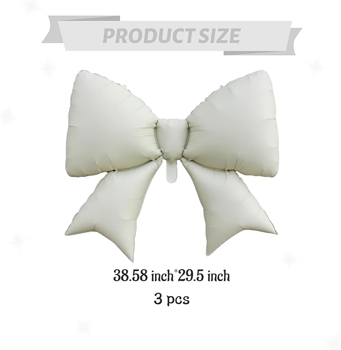 FBQ 3 Pcs Giant White Bow Foil Balloons Bow Themed Birthday Party Anniversary Bachelorette Party Girls Boy Party Decorations Supplies