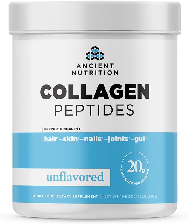Ancient Nutrition Collagen Peptides, Collagen Peptides Powder, Unflavored Hydrolyzed Collagen, Supports Healthy Skin, Joints, Gut, Keto and Paleo Friendly, 28 Servings, 20g Collagen per Serving