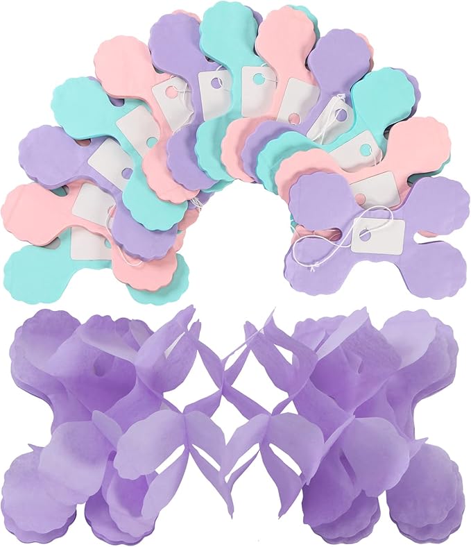 Pink-Purple Mint Mermaid Party-Decorations Streamers-Garland - 12pcs Teal Ocean-Themed 4-Leaf Clover Paper Streamer,Bridal Shower Girls Baby Shower Birthday Wedding Banners Decor Ouruola
