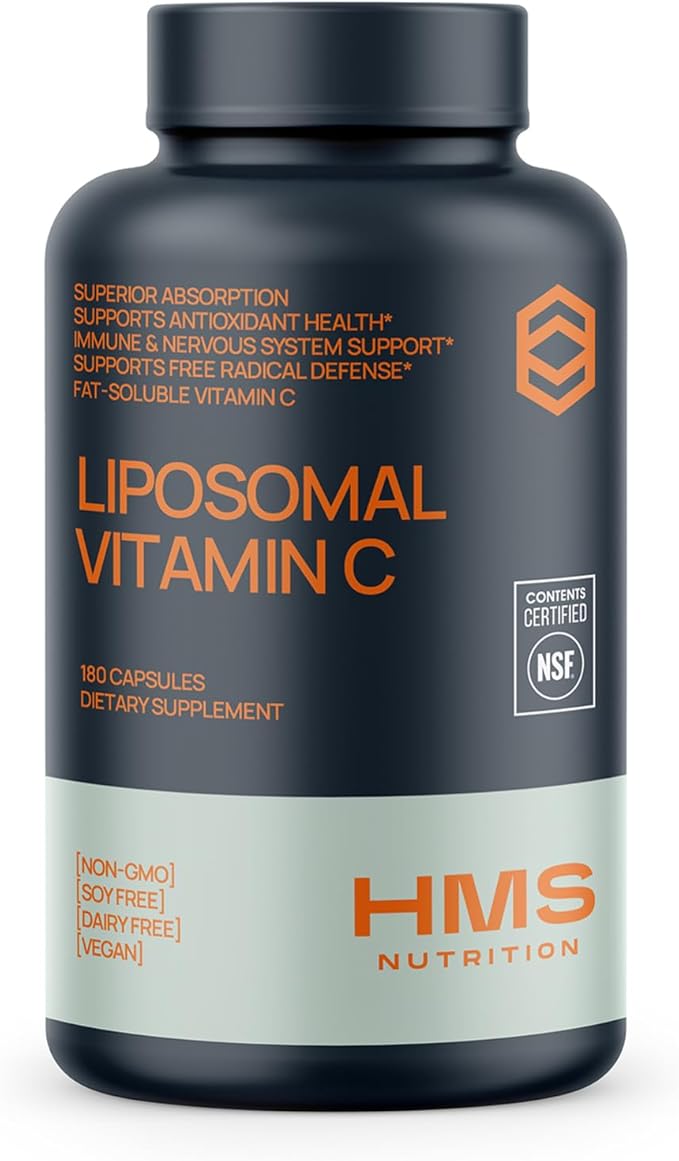 1600mg Liposomal Vitamin C, Fat Soluble VIT C, Higher Bioavailability Immune Support Supplement, Non-GMO Gluten Free NSF Certified Supplements, 180 Capsules