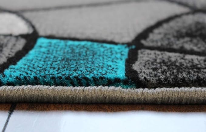 Masada Rugs, Modern Contemporary Runner Area Rug, Blue Grey Black (2 Feet X 7 Feet)