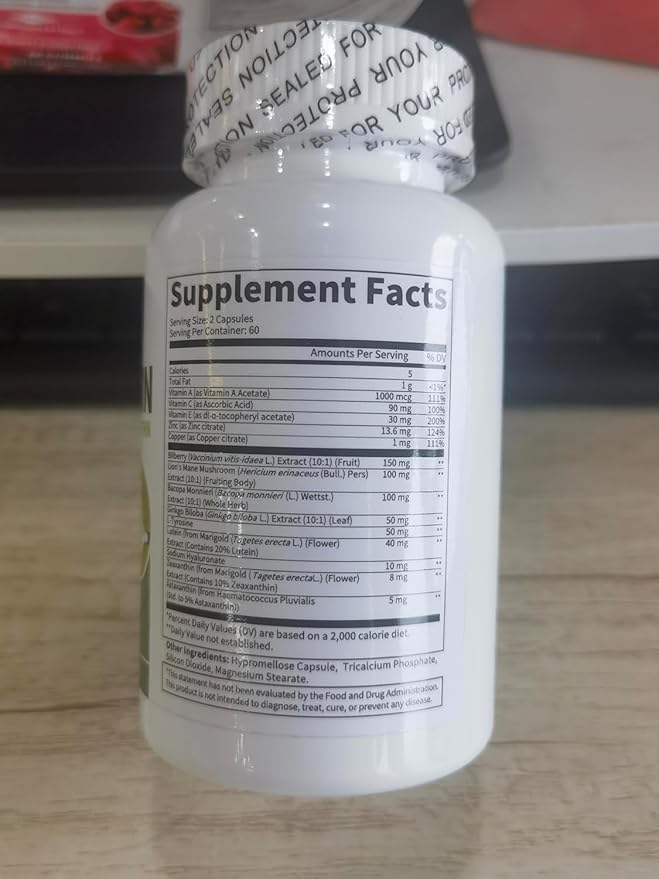 2 Pack Lutein Eye Vitamins 14 in 1 Supplement Eye Vitamins for Ocular Health, Dry Eye Support, Memory & Focus Supplement, Contains Zeaxanthin, Zinc, Vitamins A/C/E, 240 Capsules Total