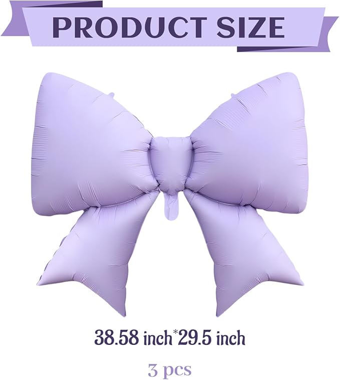 FBQ 3 Pcs Bow Balloon Purple Birthday Theme Butterfly Theme Baby Shower Girls Boy Party Decoration Supplies