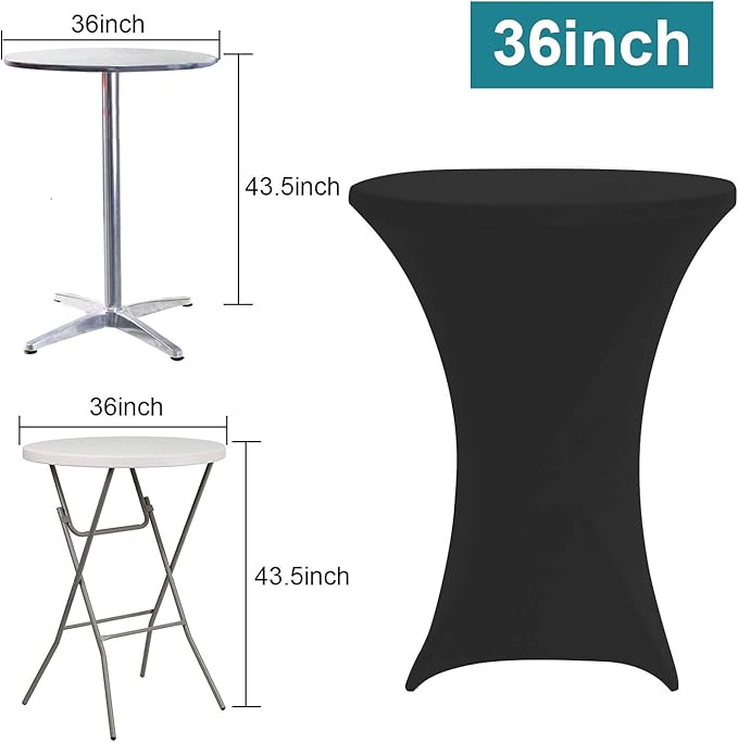 RELIANCER 1 Pack Cocktail Table Covers,36"x43" Fitted Spandex Tablecloth,Stretch Round Highboy Tables Cover,Elastic High Top Table Cloths for Outdoor Party,Wedding,Bar,Birthday,Banquet,Trade Show