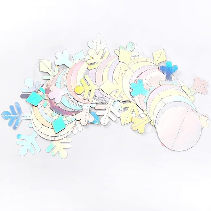 Iridescent-Holographic Christmas Party-Decorations Snowflake-Snow Garland - 61Ft Winter Wonderland Frozen Hanging Paper Streamers Banner,Birthday New Year Decor Ouruola